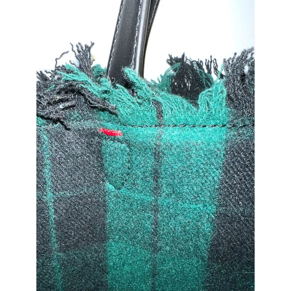 Tartan Green Embellished Tote Smile ED w/ Rabbit Embellishment Shoulder‎ Bag